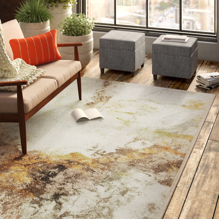 Trent Austin Design® Hennigan Abstract Tufted Cream/Gold Area Rug